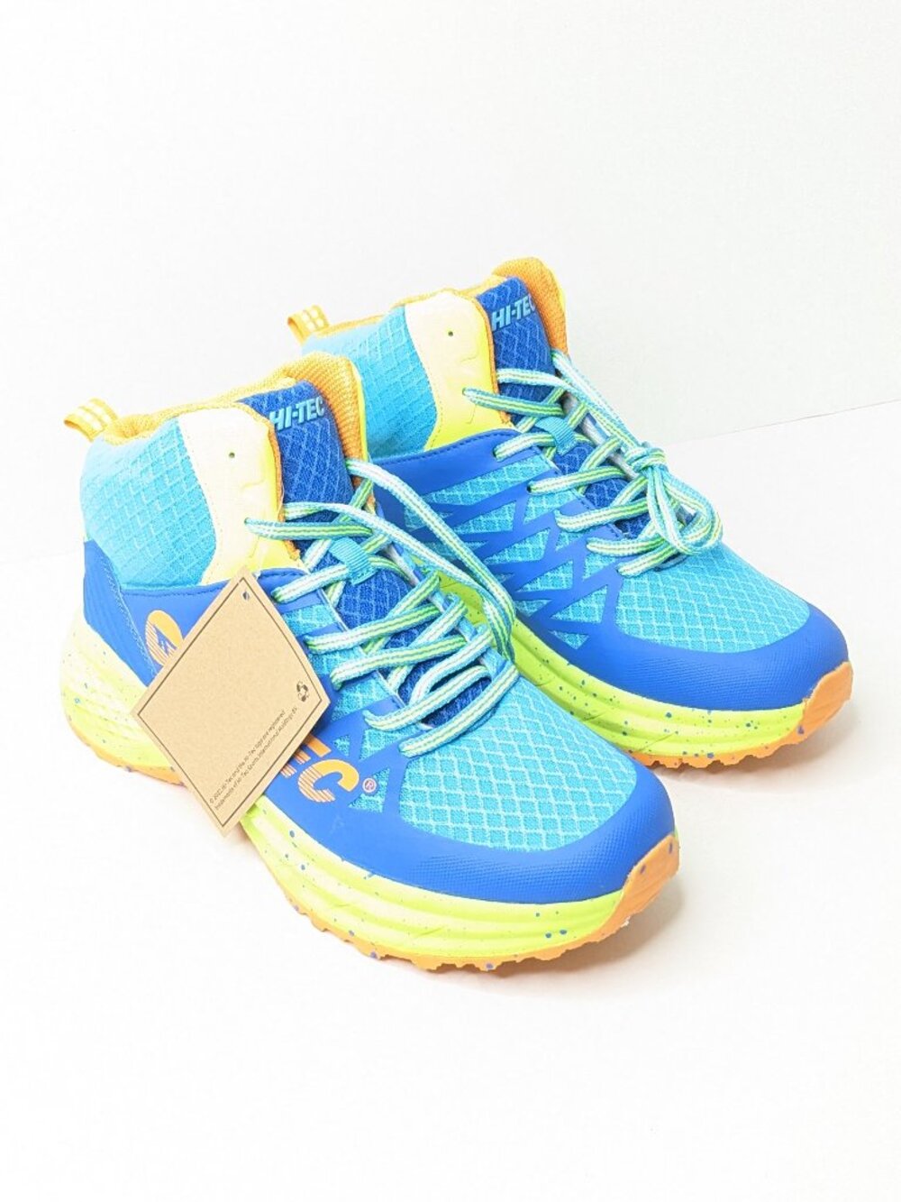 Hi-Tec Destructor Logo Hiking Boots, Blue/Lime/Yellow, Men's 8
